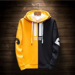 Hot Hoodies Sweatshirts Men Colour Block Patchwork Letter Print Plus Size Hoodie Hombre Hip Hop Streetwear 2018 Men Clothing RL5811A