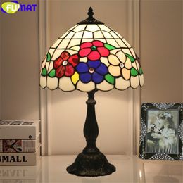 glass orchids Australia - FUMAT tiffany desk light orchid lotus flower rose stained glass table lamp classical handicraft home decor 8 inch lighting LED