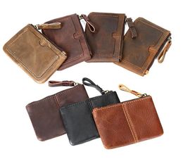 100pcs 2019 High Quanlity Hand-made Pouch Key coin purse Men Small card bags Genuine leather Coin bag