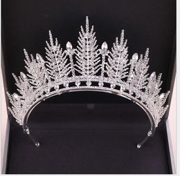 Handmade Leaf Crystal Form Grand Crown Beautiful Crown Headdress Marriage Bride Crown