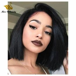 Bob Style Hair Wigs Short 12-14inch Natural Colour HumanHair Lace Front Wig High Quality VirginHair 150% Density