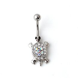 Crystal Turtle Dangle Body Piercing Navel Belly Button Ring Bar Women Dance Ring Multicolor