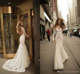 Backless Sexy Mermaid Wedding Dresses Sheer Neck Tull Lace Long Sleeves Sweetheart Court Train Lace Appliques Wedding Bridal Gowns Vestidos