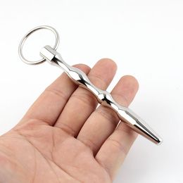 Male Stainless Steel Urethral Sounding Stretching Stimulate Bead Dilator Penis Plug With Cock Ring BDSM Sex Toy