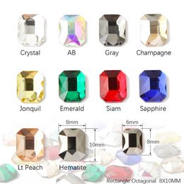 New sale Nail Rhinestone 8X10mm Big Re-octagonal Flatback Crystal Stones For DIY Nail art Decorations