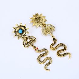 Wholesale- and American popular jewelry Indian totem sunflower Earrings long Snake Pendant Earrings