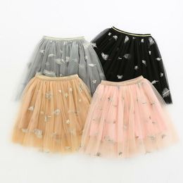 Girls Tutu Skirts Baby Summer Feather Star Printed Ballet Skirt Pettiskirt Children Mesh Princess Mini Dress Dancewear Stagewear CYP782