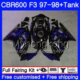 +Tank For HONDA CBR600FS CBR600RR CBR600 F3 1997 1998 Bodys 290HM.80 CBR 600 F3 FS CBR 600F3 97 98 CBR600F3 Blue flames glossy 97 98 Fairing