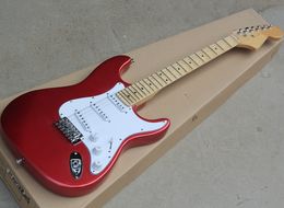 Factory Wholesale Metallic Red Electric Guitar with Malmsteen Signature,White Pickguard,Scalloped Maple Fretboard,Can be Customised