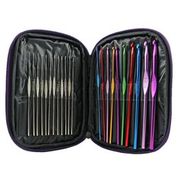 50set/lot 22pcs/set Aluminium Crochet Hooks Needles Hook Needle Knit Weave Stitches Knitting Craft Case Kit free ship