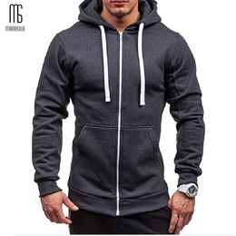 Pocket Solid Hooded Cardigan For Men Zipper Comfy Spring Black Hoodies Long Sleeve Sweatshirts Male Jackets Casual Wear Clothes C19041901