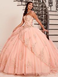 Gorgeous Ball Gowns Quinceanera Dresses Sweet 15 Prom Dress Lace Appliques Beaded Crystal Pageant Party Dress