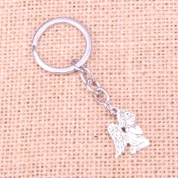 New Keychain 24*17mm pray angel Pendants DIY Men Car Key Chain Ring Holder Keyring Souvenir Jewellery Gift