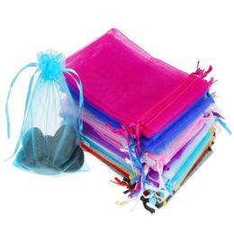 1000pcs 7X9cm Drawable Organza Bags Wedding Gift Bags small Jewellery Packaging Bag tulle fabric Organza Sheer Bags