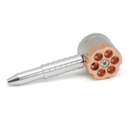 Six Confucius Bullet Revolver Smoke Grinder and Pipe Two-in-One Smoke Tool Support