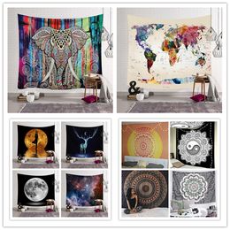 Large Size Polyester Tapestry Bohemian Mandala Beach Towels Elephant Hippie Throw Yoga Mat Bath Towel Indian Wall Hanging Home Decoration