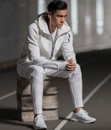 Yeni Hoody Erkek Spor Takımları Siyah Beyaz Takipleri Kapşonlu Ceket Erkekler/Kadınlar Rüzgar Derecesi Fermuarı Spor Giyim Moda Zne Hoody Ceket+Pantolon