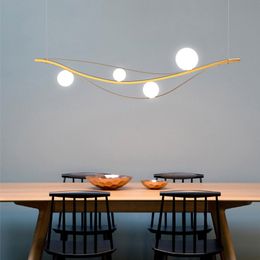 Nordic restaurant chandelier bar long chandelier creative personality light luxury art designer glass lamp shade chandelier