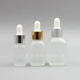 10 20 30ml Square Glass Dropper Bottle With Eye Pipette Empty Frost Aromatherapy Essential Oils Bottle Containers