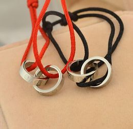 Whole- couple red string bracelet hand rope 18K gold plated titanium bangles banglles for women228F