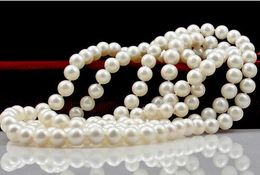 De Lujo auténtico perla natural de agua dulce suéter cadena 8-9mm luz caliente joyería fina 50 pulgadas