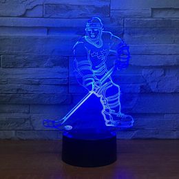 3d Night Light LED Touch Sensor Man Ice ball Hockey Player 7 Color USB Acrylic 3D Lamp Sports Desk lamp As Christmas Decoration