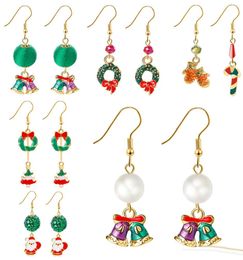 Christmas jewelry creative new 3D Santa Christmas bell Elk Snowman ear studs Christmas series crystal earrings New Year gift