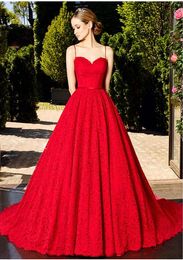 Delicate Lace Spaghetti Straps A-Line Red Wedding Dresses With Belt Sweetheart Women Elegant Coloful Bridal Gowns With Color Custom Made