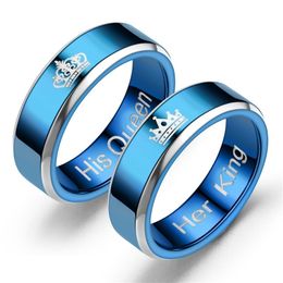 couples rings for sale NZ - 2019 Hot Sale Classic Jewelry Blue Stainless Steel Her King   His Queen Ring Valentine's Day Gift Anniversary Couple Ring