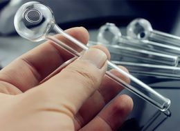 QBsomk smoking pipes 4.8Inch 12cm 10cm Clear Pyrex Glass transparent Oil Burner Tube Burning Great tubes Nail tips