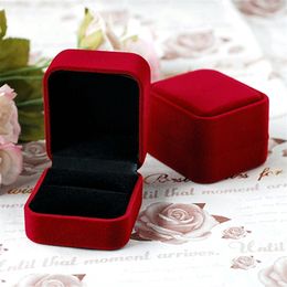 Hot Sale High Quality Wholesale 12pc/lot 5.8*5*4cm Dark Red Velvet Earring Display Ring Packaging Gift Box For Wedding