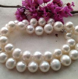 100% genuine 11-12mm big pearl necklace send mom 925 silver 18 inch brooch