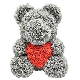 40CM Height Artificial Flower Rose Bear party supplies With Love Heart For Valentines Day Gift Girls Simulation Teddy Bear Hug