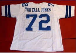 Men Youth women Vintage CUSTOM #72 TOO TALL JONES WHITE College Football Jersey size s-5XL or custom any name orr number jerseys