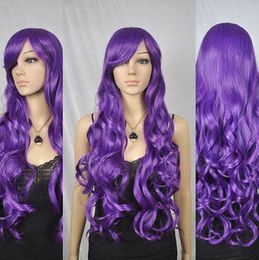 WIG LL Popular Heat Resistant hair Long Purple Wavy Cosplay Costume Hair Full Halloween Costume Party Wig