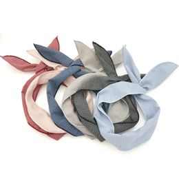 Women Girls Iron Wire Printed Cloth Hair Band Rabbit Ear Wrapped Headband DIY Colorful Bow Headband Home Wash Face Hairband VT0035