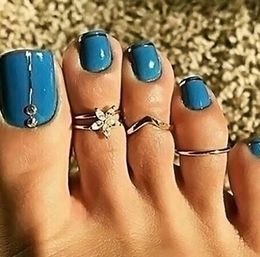 New 3pcs/set Retro Bohemia Foot Rings Female Carved Flower Silver Color Toe Rings for women Boho Beach Jewelry Drop Shipping