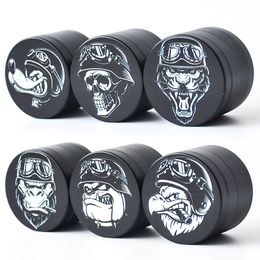 50MM Herb Grinder 4 Layer with 6 pictures Smoking Metal Tobacco Grinder Dry Herb Vaporizer CNC Teeth Philtre