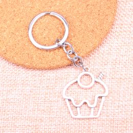 New Keychain 36*31mm cake cupcake Pendants DIY Men Car Key Chain Ring Holder Keyring Souvenir Jewellery Gift