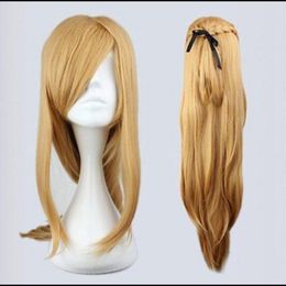 WIG shipping Sword Art Online Asuna Yuuki Braided Brown Anime Cosplay Costume Wig