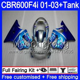 Body +Tank For HONDA CBR 600F4i CBR600FS Light blue silver CBR600F4i 01 02 03 286HM.37 CBR600 F4i 600 FS CBR 600 F4i 2001 2002 2003 Fairings