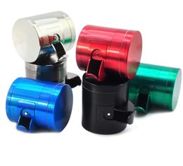 Side Opening Handle Grinders 63mm 4 Layers Metal Grinder Zinc Alloy Herb Tabacco Grinders Crusher Abrader 6 Colours Smoking Tool