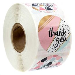 Roll Gift Package Thank You Stickers Labels with eight Designs 1inch 500pcs Strong Adhesive Gifts Boxes Packaging Label Sticker