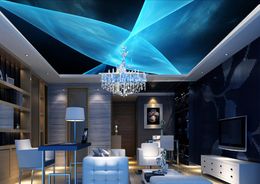 Custom PhotoBlue dynamic lines abstract fashion zenith Ceiling Mural Paintings Living Room Ceiling Wallpaper Papel Pintado Pared