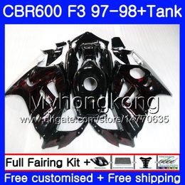 +Tank For HONDA CBR600FS CBR600RR CBR600 F3 black 1997 1998 Bodys Red flame 290HM.64 CBR 600 F3 FS CBR 600F3 97 98 CBR600F3 97 98 Fairing