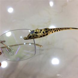 Fashion designer optical glasses classic frameless 18k gold frame animal diamond leopard legs top quality can make prescription ey232b