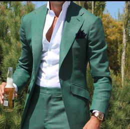 Brand New Green Slim Fit Mens Wedding Tuxedos Popular Groom Groomsmen Tuxedos Man Blazers Jacket Excellent 2 Piece Suits(Jacket+Pants+Tie) 7