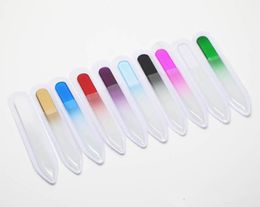 3.5" /9CM Glass Nail Files with plastic sleeve Durable Crystal File Nail Buffer Nail Care Colorful DHL Free