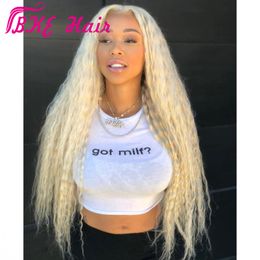 Fast Shipping #613 Loose Curly Synthetic Front Wigs for White /black Women Blonde Colour Lace Frontal Wig Pre Plucked with Baby Hair