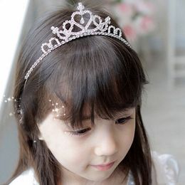 Girls Diamond Princess Crown Headbands Kids Woman Crystal Princess Crown Silvery Hair Sticks Jewelry Hair Accessories HHA699